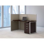 Bush Business Furniture Easy Office Cubicle Desk with File Cabinet and Open Panels Workstation 60W x 45H Mocha Cherry Satin