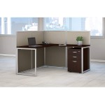 Bush Business Furniture Easy Office L Shaped Cubicle Desk with File Cabinet 60W x 45H Mocha Cherry Satin