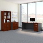 Bush Business Furniture Series C 72W Office Desk with Bookcase and File Cabinets in Hansen Cherry