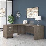 Bush Business Furniture Studio C L Shaped Desk with Mobile File Cabinet and Return 72W x 30D Modern Hickory