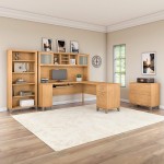 Bush Furniture Somerset 72W L Shaped Desk with Hutch Lateral File Cabinet and Bookcase