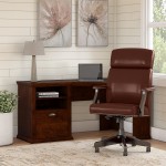 Bush Furniture Yorktown Corner Desk and Chair Set 60W Antique Cherry