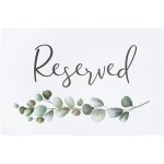 Calendars and More Elegant Eucalyptus Reserved Card Signs for Wedding Ceremony & Reception Chairs Rows or Tables Ultra Thick 3 Ply Stock with Pearl Core Canvas Texture 8 Pack No Holes Ribbon