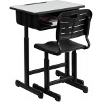 Flash Furniture Adjustable Height Student Desk and Chair with Black Pedestal Frame