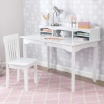 KidKraft Avalon Wooden Children's Desk with Hutch Chair and Storage White Gift for Ages 5-10