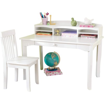 KidKraft Avalon Wooden Children's Desk with Hutch Chair and Storage White Gift for Ages 5-10