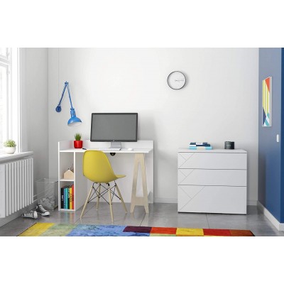 Nexera Atypik 2 Piece Home Office Set White and Birch Plywood