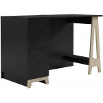 Nexera Atypik 3 Piece Home Office Set Black and Birch Plywood