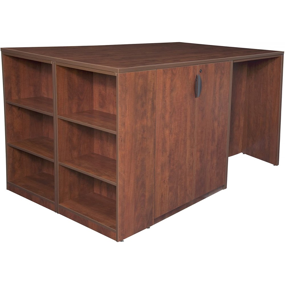Regency Legacy Stand Set with Three Storage Cabinets one Desk and Bookcase Ends 85" x 46" Cherry