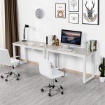 Yaheetech Computer Desk and Chair Set Writing Study Table Dining Table for Home Office PC Laptop Cart Workstation & White Desk Chairs with Wheels Armrests Modern PU Leather Office Chair