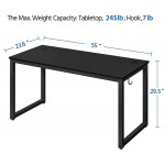 Yaheetech Home Office Modern Desk & Chair Set 55" Large Simple Computer Desk with Mesh Mid-Back Height Adjustable Office Chair Long Writing Work Desk Mesh Swivel Chair with Lumbar Support Black