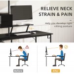 YITAHOME Computer Desk and Chair Set 49" Modern Work Desk with Shelves & Monitor Stand Writing Desk & Ergonomic Mesh Office Chair with Headrest for Home Office & Bedroom Black & Grey