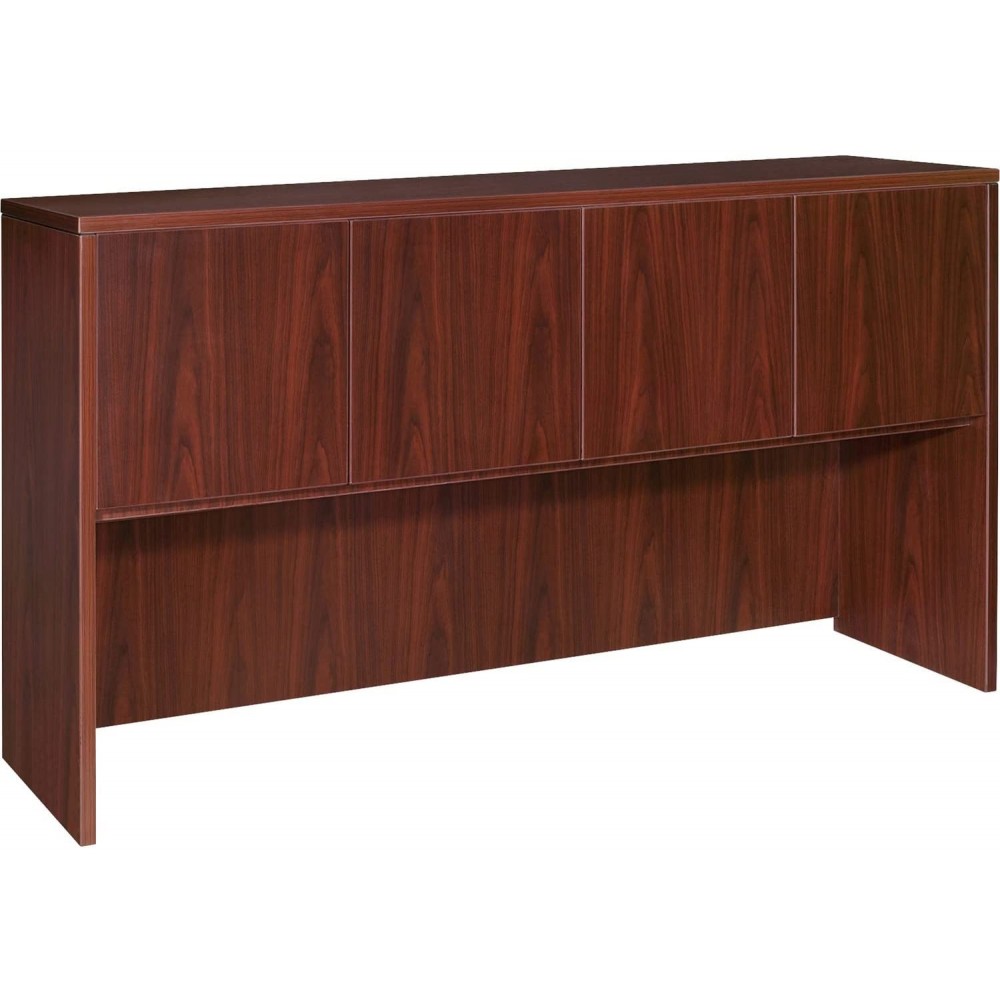 Lorell Hutch with Doors 72 by 15 by 36-Inch Mahogany