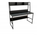 LSHIRT Easy to Assemble Computer with Hutch and Bookshelf 47 Inches Home Office with Space Saving Design Compatible with Small Spaces Dark Safe Color : Black