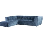 Acanva Luxury Mid-Century Velvet Tufted Low Back Sofa Set L-Shape 2-Piece Living Room Couch 113" W Left Hand Facing Sectional Blue