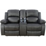 AYCP Bonded Leather Recliner Sofa Set 3 PCS Motion Sofa Loveseat Recliner Sofa Recliner Couch Manual Reclining Chair for Living Room 3 Piece Set Black