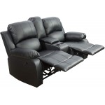 AYCP Bonded Leather Recliner Sofa Set 3 PCS Motion Sofa Loveseat Recliner Sofa Recliner Couch Manual Reclining Chair for Living Room 3 Piece Set Black