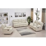 Betsy Furniture 3PC Bonded Leather Recliner Set Living Room Set Sofa Loveseat Chair 8018 Beige Living Room Set 3+2+1