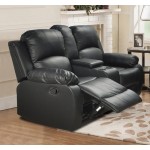 Beverly Fine Funiture Bonded Leather Drop Down Table 5 1 Black 3 Piece Recliner Set Sofa Loveseat and Chair