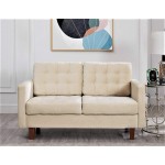 Container Furniture Direct Brittany Mid Century Modern 3 Seater Living Room Velvet Sofa Set 2 Piece Ivory
