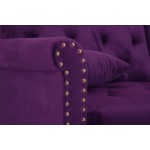 Convertible Sectional Sofa Bed L-Shaped Reversible Reclining Velvet Sofa with 3 Seats and Pillows for Living Room Small Apartment Spaces Furniture Set Purple