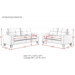 Cotoala 2 Piece Living Room Sectional Sofa Sets Modern Tufted Back Upholstered Couch Furniture Track Arm Classic Mid-Century Style Three-Seat Chair & Loveseat Chocolate