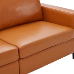 GAOPAN Style 2 Piece PU Leather Couch Sectional Upholstered Sofa Modern Living Room Furniture Set Include Three Sofá & Loveseat for Home or Office 2+3 Seat Brown