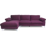 GAOPAN Upholstered Modern Velvet Stylish Sectional Sofa Home Living Room Furniture Sets L-Shape Sofá Corner Couch with Left Wide Chaise Loung Purple