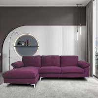 GAOPAN Upholstered Modern Velvet Stylish Sectional Sofa Home Living Room Furniture Sets L-Shape Sofá Corner Couch with Left Wide Chaise Loung Purple