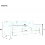 HUIJU Button 3 Piece Sectional Living Room Furniture Set Couch Loveseat Single Chair Sofa Tufted Cushions Light Gray