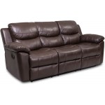 JUNTOSO 3 Pieces Recliner Sofa Sets Bonded Leather Lounge Chair Loveseat Reclining Couch for Living Room Chocolate