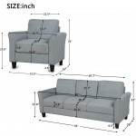 kupet 2-Piece Living Room Sofa Set Included Upholstered 3-Seat Couch and Single Chair Linen Fabric for Home or Office Gray