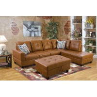 Lifestyle Furniture 3 Piece Sectional Sofa Couch Set L-Shaped Modern Sofa with Chaise Storage Ottoman and Pillows,Faux Leather Right Facing.