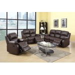 Lifestyle Furniture 3-Pieces Reclining Living Room Sofa Set Recliner Sofa Loveseat Chair Set Bonded Leather Recliner,Brown