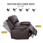 Lifestyle Furniture Luxurious Reclining Sofa Set Bonded Leather Manual Recliner with Drop Down Table for Living Room Home Theater Brown 3PCS