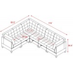Melpomene 116'' Velvet L Shape Modular Sectional Sofa with Storage Function and DIY Combination Rivet Living Room Furniture Sets Includes Three Single Chair Three Corner