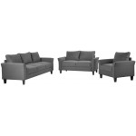 Merax 3 Pieces Sectioanal Sofa Set Living Room Furniture Set Modern Style Button Tufted Sofa Couch for Living Room Bedroom Included 3 Seater Sofa an Loveseat and One Armchair,Gray