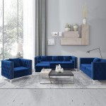 Mjkone Living Room Sets Furniture Sectional Couches for Living Room Comfortable Sectional Sofas for Living Room Sofa Sets Suitable for Halls Reception Rooms Velvet Blue