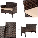 SARTTIVIS 2pcs Arm Chairs 1pc Love Seat & Tempered Glass Coffee Table Rattan Sofa Set Brown Gradient for Living Room Modern Contemporary Home Studio Furniture
