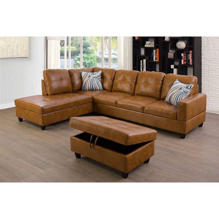 Sectional Sofa Furniture Set Living Room Sofa Set Leather Sectional Sofa 3 Pieces Sofa Set F09517 Left Hand