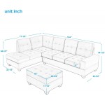 Sectional Sofa Sets 3-seat Sofa Couches with Reversible Chaise Lounge and Storage Ottoman for Living Room Furniture Graphite Grey