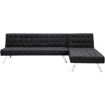 Sofa Bed PU Leather Reversible Sectional Sofa Leather Futon Sofa Bed Convertible Folding Recliner Sectional Sofa Couch Sleeper for Living Room Furniture PU Black