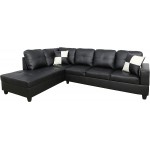 Star Home Living Corp Black 3-Piece Faux Leather Left-Facing Sectional Sofa Set