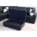 Star Home Living Corp Black 3-Piece Faux Leather Left-Facing Sectional Sofa Set