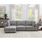 STARTOGOO Modern Living Room Furniture Set Upholstered Sofa Linen Sectional Couch Modular Customizable Reconfigurable Deep Removable Ottoman 3-Seat Multiple Combinations Light Gray