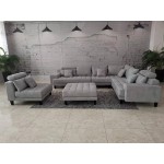 Stendmar 5-Piece Reversible Contemporary Solid Grey Microfiber Fabric Sectional Couch Sofa Set S150DSG