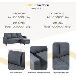 SUNLEI Convertible Sectional Sofa Couch L-Shaped Couch with Modern Linen Fabric 3-Seat Sofa Sectional with Reversible Chaise for Living Room Small SpaceBluish Grey