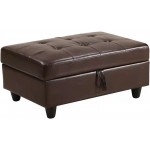 UNIROI Modern Faux Leather Sectional L-Shaped Couch Sofa Chaise Lounge and Storage Ottoman for Living Room Furniture Set Elegant Right-Brown