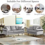 Velvet Sofa Sets for Living Room 2 Piece Upholstered Modern 3 Seats Sofa Couch and Loveseat Set Rolled Arm Sofa with Deep Seat for Living Room and BedroomGrey