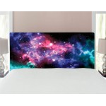 Ambesonne Outer Space Headboard Stars and Dusty Gas Cloud in Planetary Cosmos Universe Print Upholstered Decorative Metal Bed Headboard with Memory Foam Full Size Purple Pink Navy